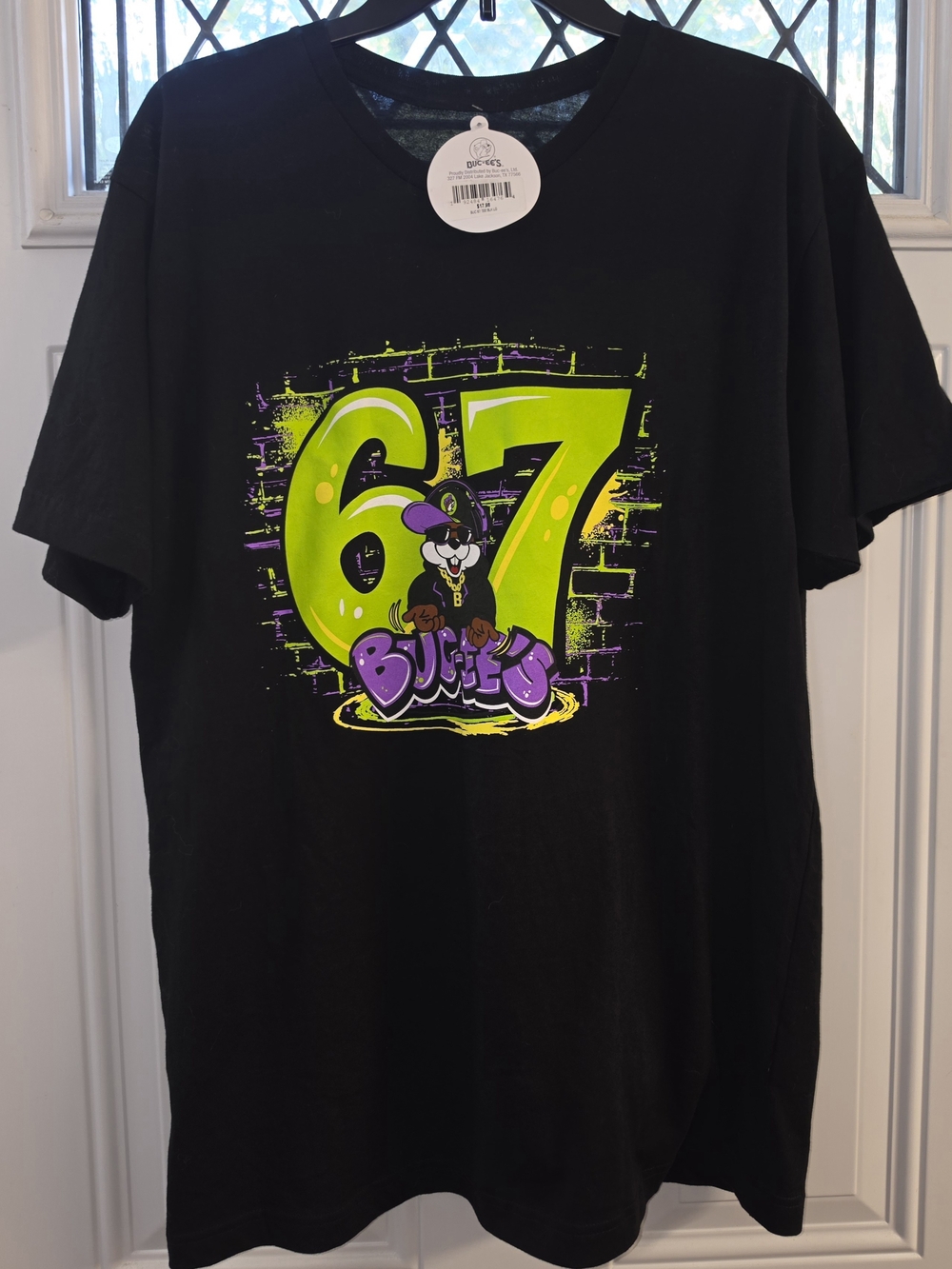 Men's Buc'ee 67 Graphic Tee - Black with Neon Green & Purple